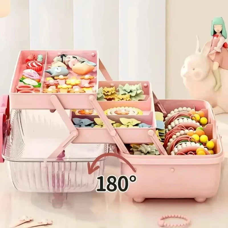 Cute Bowknot Multi-layer Hairpin Storage Box Girls Jewellery Box Children's Hair Accessories Storage Box Toy Storage Box Qme