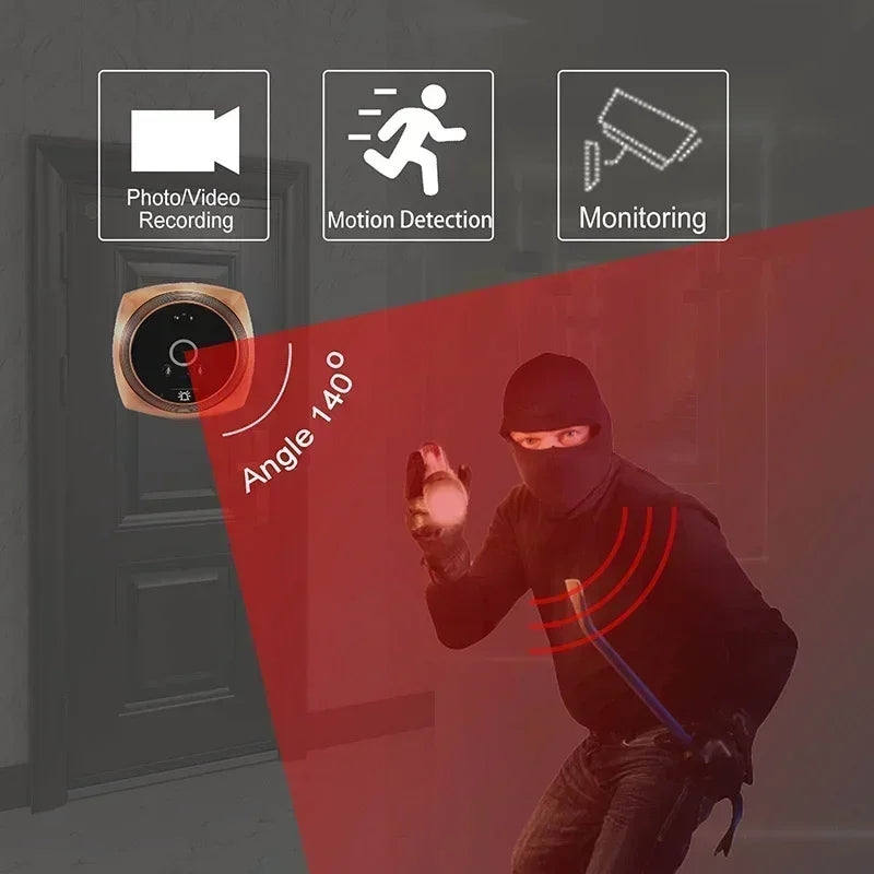 4.3" Inch Door Viewer Video Peephole Camera Motion Detection Monitor Digital Ring Doorbell Video-Eye Safety Recording Qme