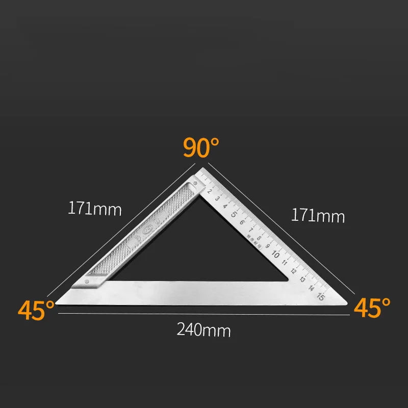 Aluminum Alloy Square Ruler Right Angle 90 Turning Woodworking Steel Qme A