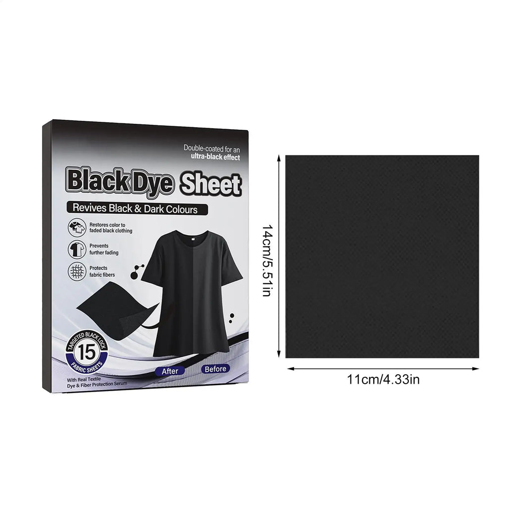 Black Clothes Dye 15 Clothing Restorer Laundry Sheets Fabric Care Qme