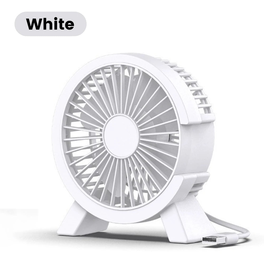 Mini USB Charging Fan Small Fan on The Desk Energy-saving Silent Desktop Personal Fan Portable Fan Household Qme white