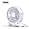 Mini USB Charging Fan Small Fan on The Desk Energy-saving Silent Desktop Personal Fan Portable Fan Household Qme white