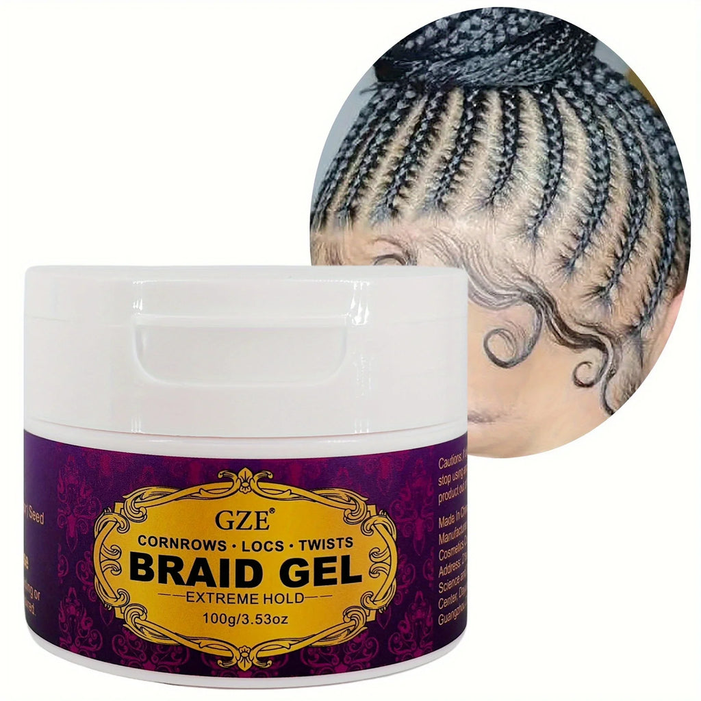 GZE Braid Gel Extra Hold High Shine Braiding Gel & Edge Control Conditioning No Flake Suitable For Twist Locs Braids Edge Qme