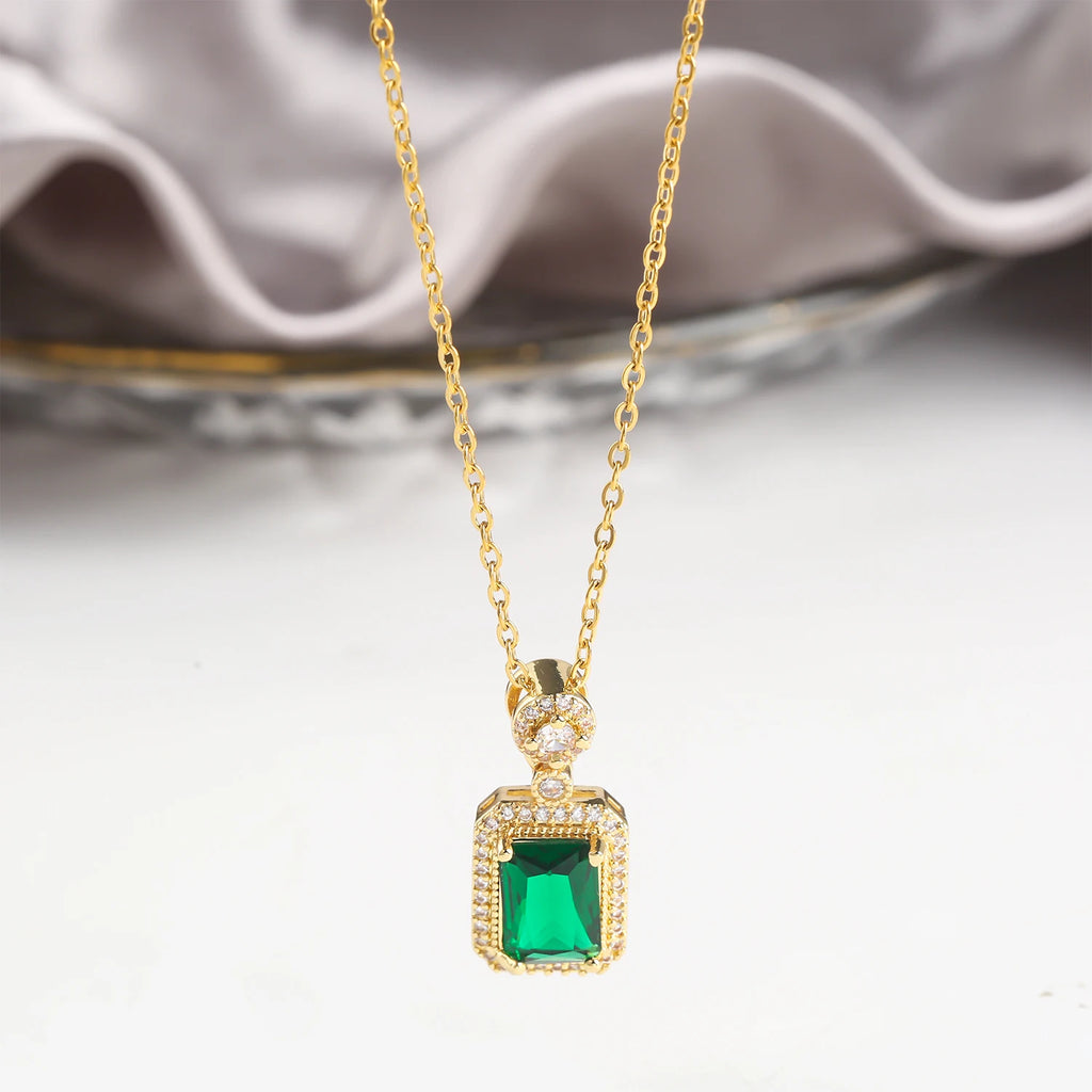 Top Quality Women Girls Square Crystal Choker Fashion Geometric Pendant Luxury Holiday Jewelry Gifts Accessories Wholesale Qme