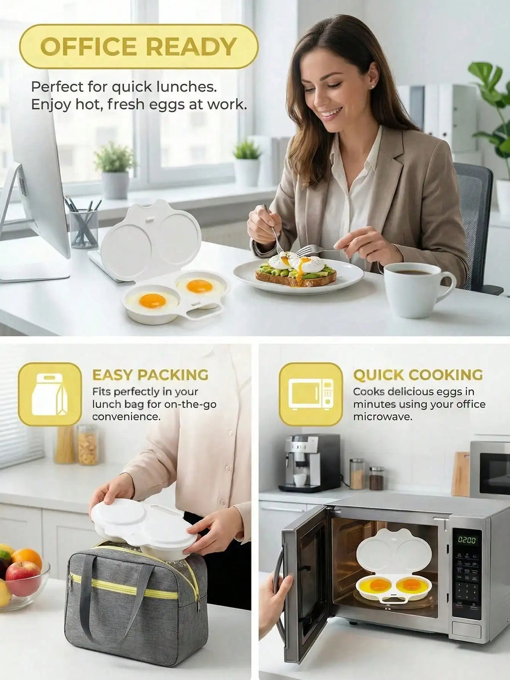 Microwave Egg Boilers Water Reusable Non Electric Double-layer Cup Qme