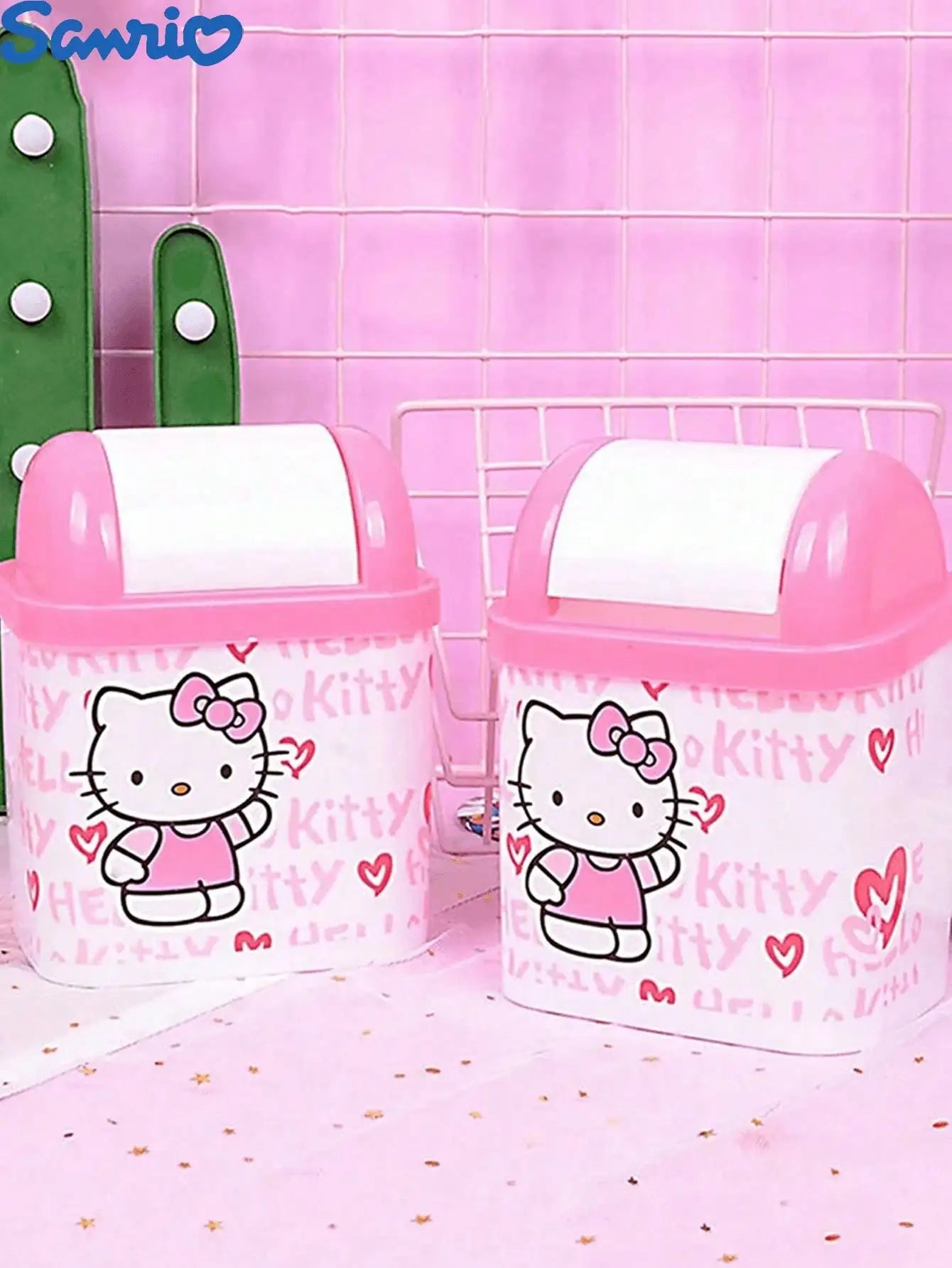 Sanrio Hello Kitty Cute Cartoon KT Cat Table Storage Bin Mini Office Qme
