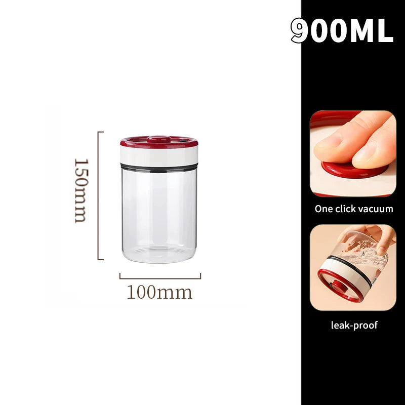 Coffee Beans Vacuum Sealed Tank Transparent Glass Food Storage Jars Qme 900ML