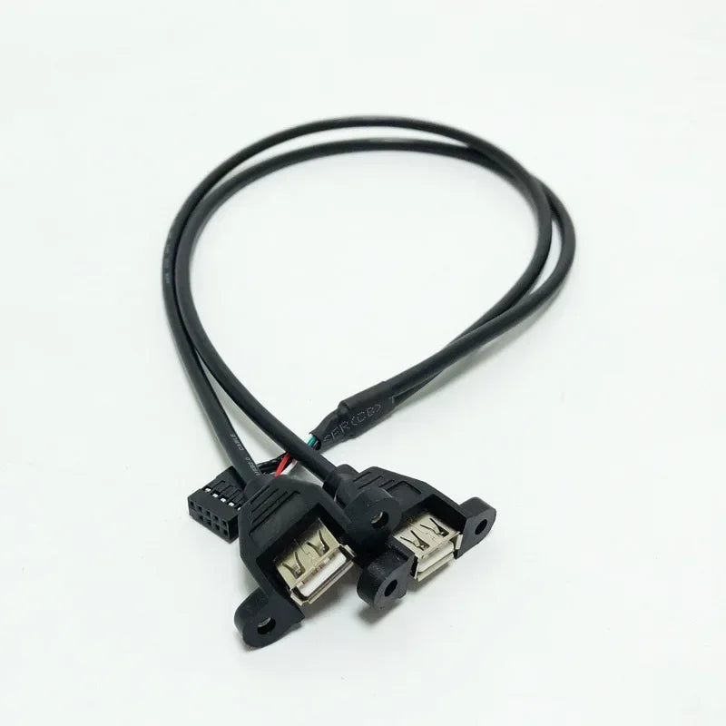 A Female To Internal 9 Pin Header Adapter High Speed 30cm/1FT 2 Dual Port USB PCB Motherboard Cable for PC MainBoard Qme