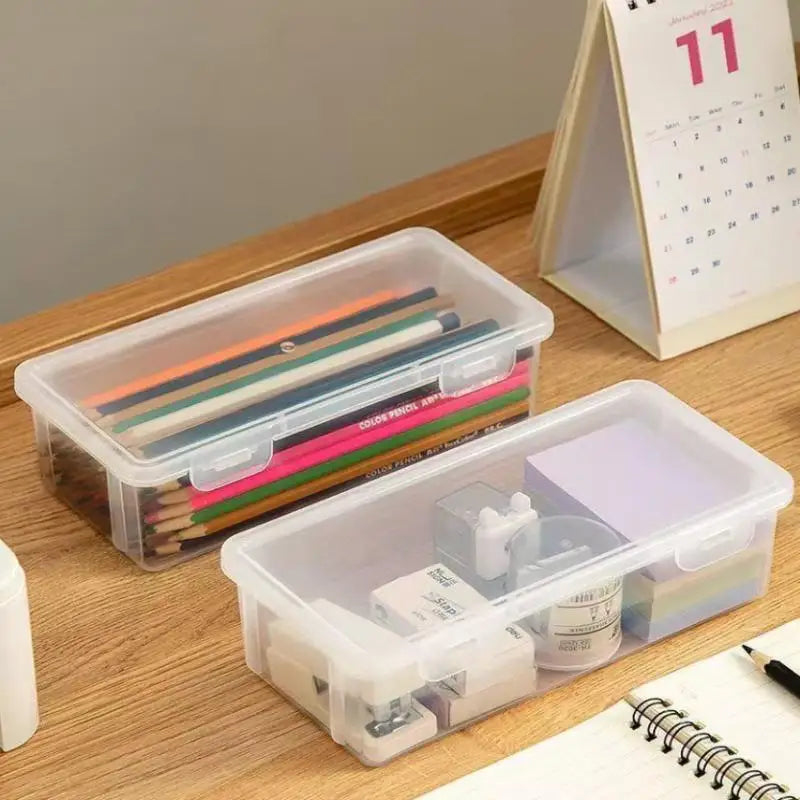 1 Large Clear Plastic Storage Boxes Hinged Lids Ideal Jewellery Qme