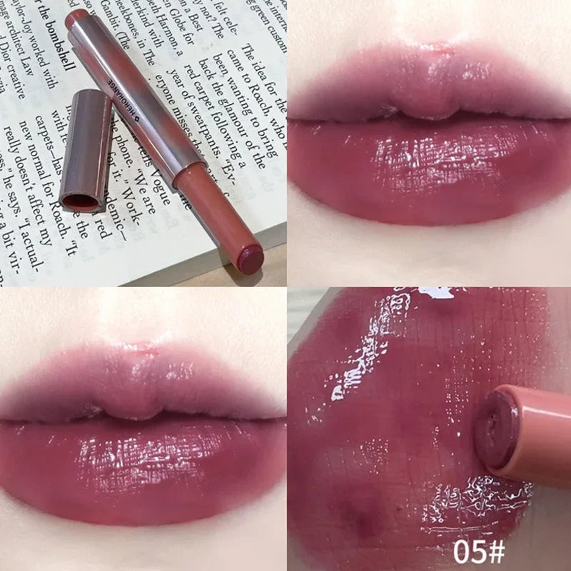 Strawberry Jelly Lipsticks Moisturizing Water Gloss Lip Stick Tint Mirror Clear Lip Gloss Non-Sticky Lips Makeup Korean Cosmetic Qme 05