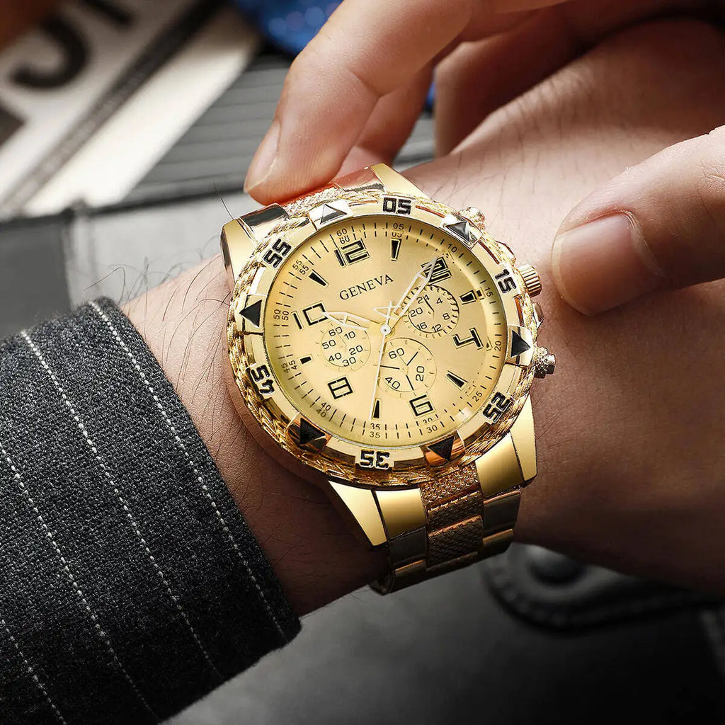 Fashion Business Men Watch Luxury Big Dial Mens Quartz Wristwatches Clock Gift Reloj Hombre（Without Box） Qme