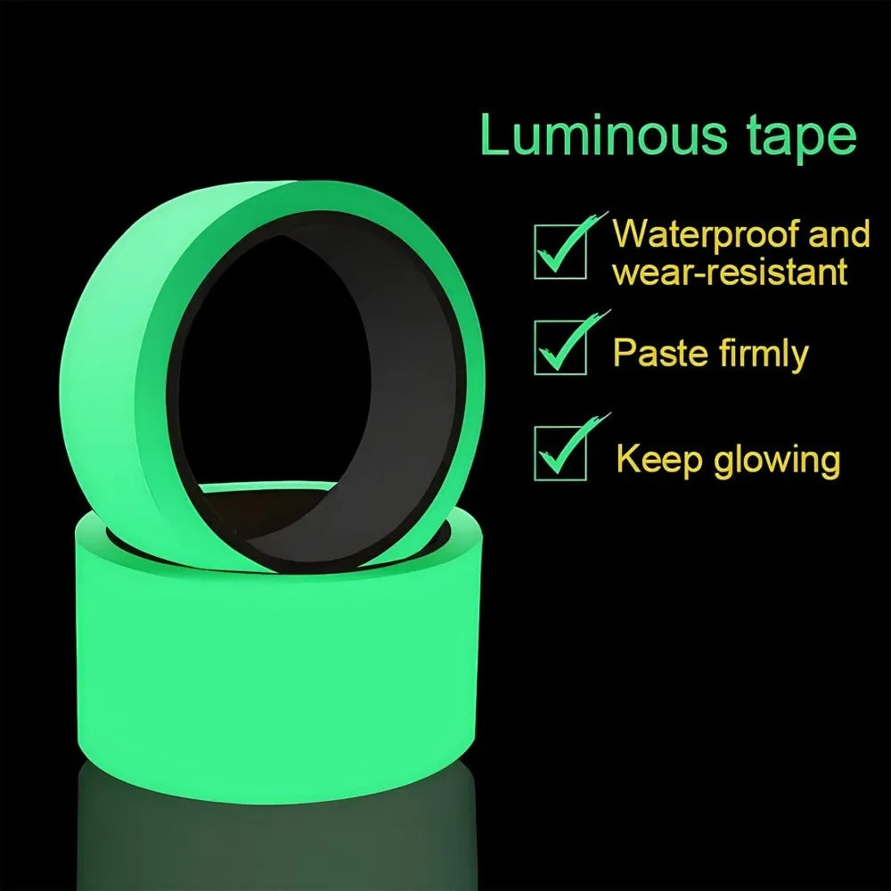 5m Luminous Tape Glow In Dark Anti Slip Tape 1-4cm Waterproof Photoluminescent Tape For Stair Treads Floor Marking Night Guide Qme