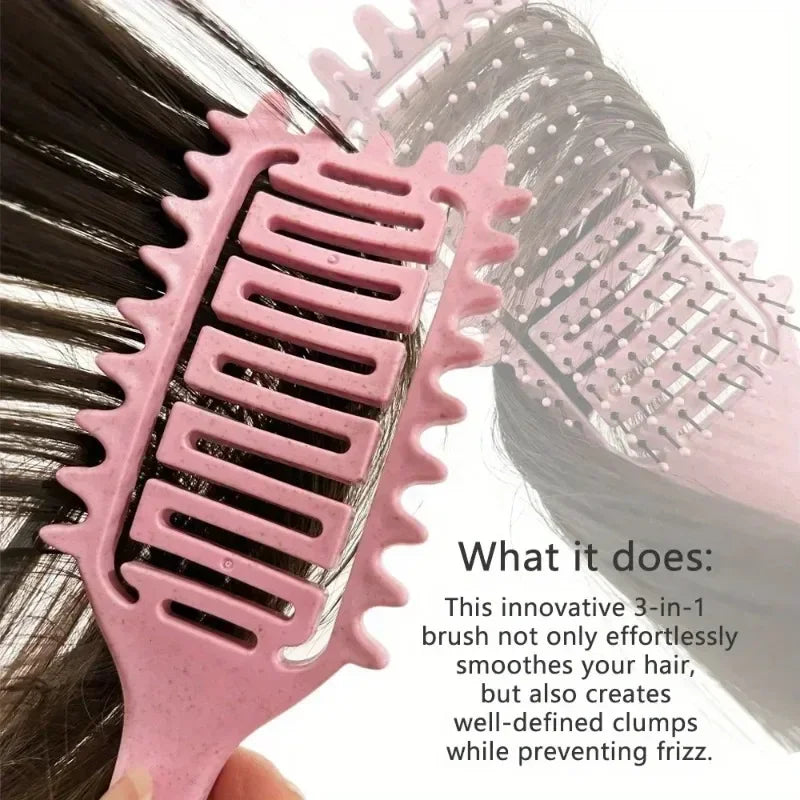 Curl Define Styling Brush Hollow Out Detangling Hair Brush Tangled Wet Curly Hair Comb Shaping Curls Barber Hairdressing Tools Qme