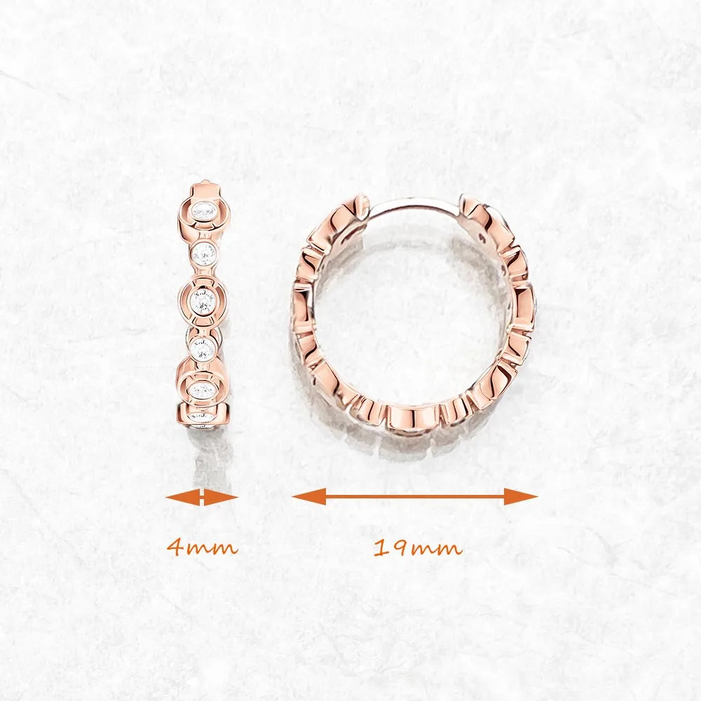 Rose Gold Creole Circles Hinged Hoop Earrings Europe Style Glam Trendy Fine Jewerly For Women Gift In 925 Sterling Silver Qme