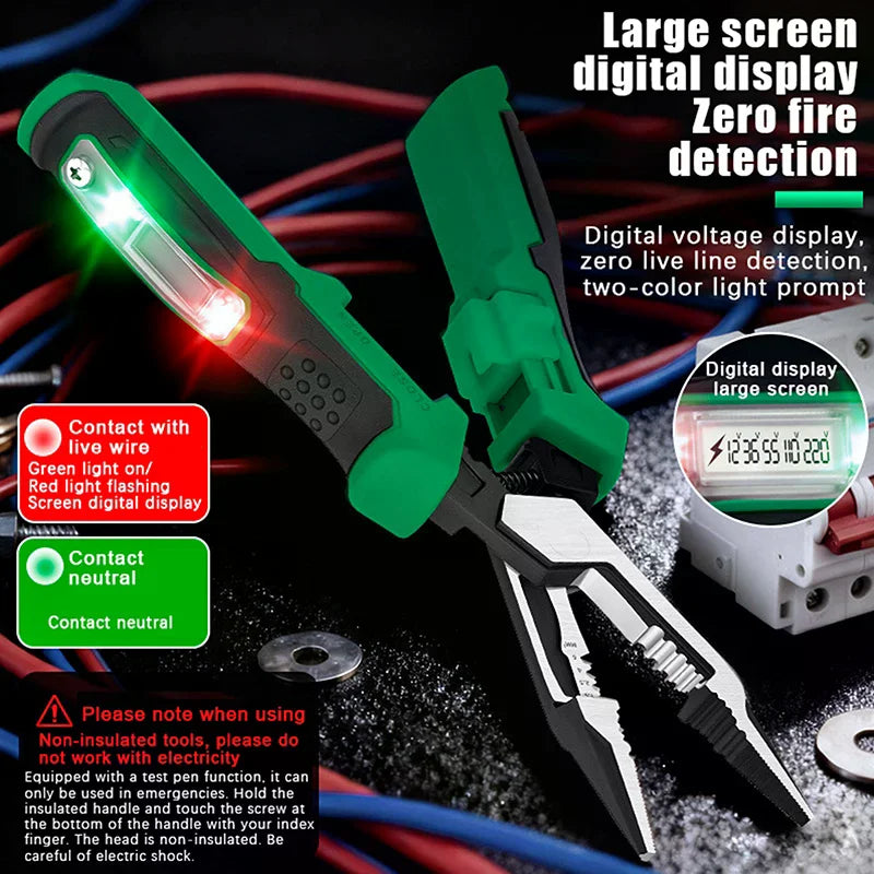 Multifunctional Wire Stripping Pliers With Digital Display Voltage Testing Cable Cutting Crimping Pliers Electrician Pliers Qme
