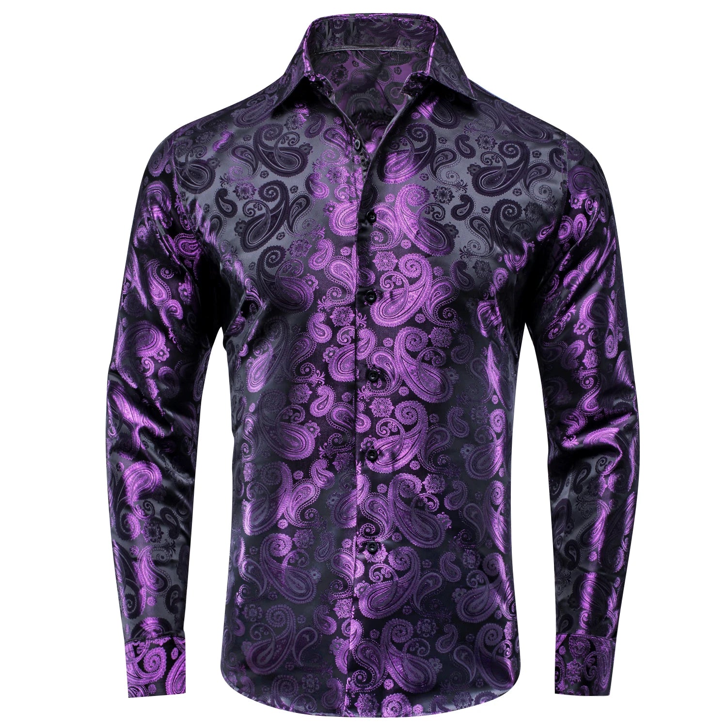Hi-Tie Jacquard Paisley Mens Dress Shirts Long Sleeve Lapel Suit Shirt Casual Formal Blouse 10 Colors Wedding Business Party Qme CY-1617 S