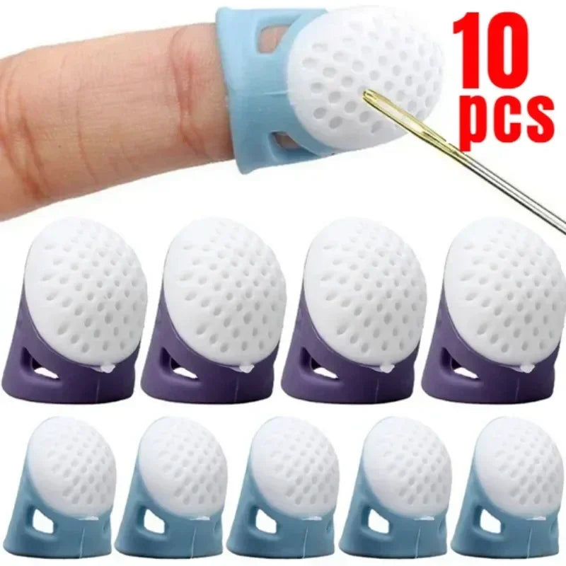 Silicone Anti-slip Sewing Thimbles Sewing Finger Tips Finger Cover Hollowed Protector Sleeve DIY Hand Cross-stitch Sewing Tools Qme