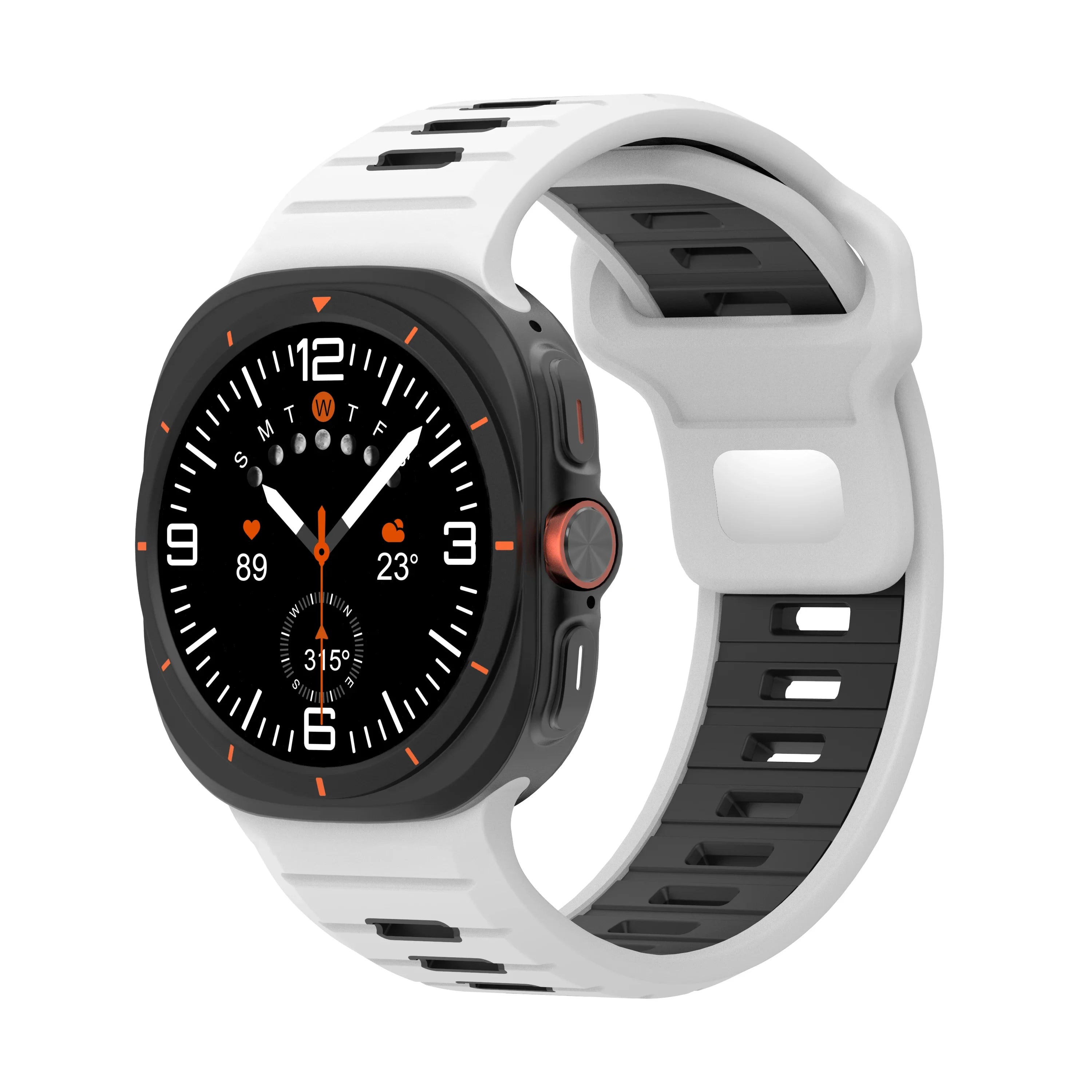 Sports Silicone Strap For Samsung Galaxy Watch Ultra 47mm Soft Loop Two Color Band For Samsung Galaxy 7 Ultra No Gaps Watchband Qme White Black Galaxy Ultra 47mm