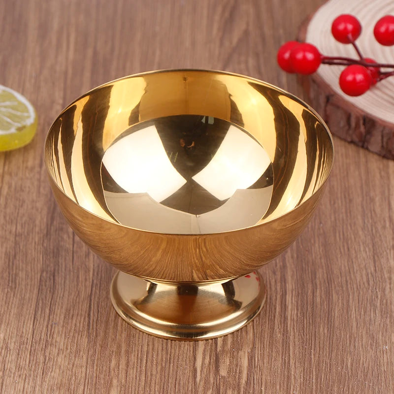 Gold Stainless Steel Home Kitchen Bar Tableware Ice Cream Cup Salad Qme
