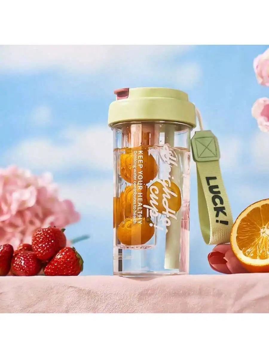 Transparent Plastic Straw Leak Proof Sports Water Bottle Tea Qme green 0.85L