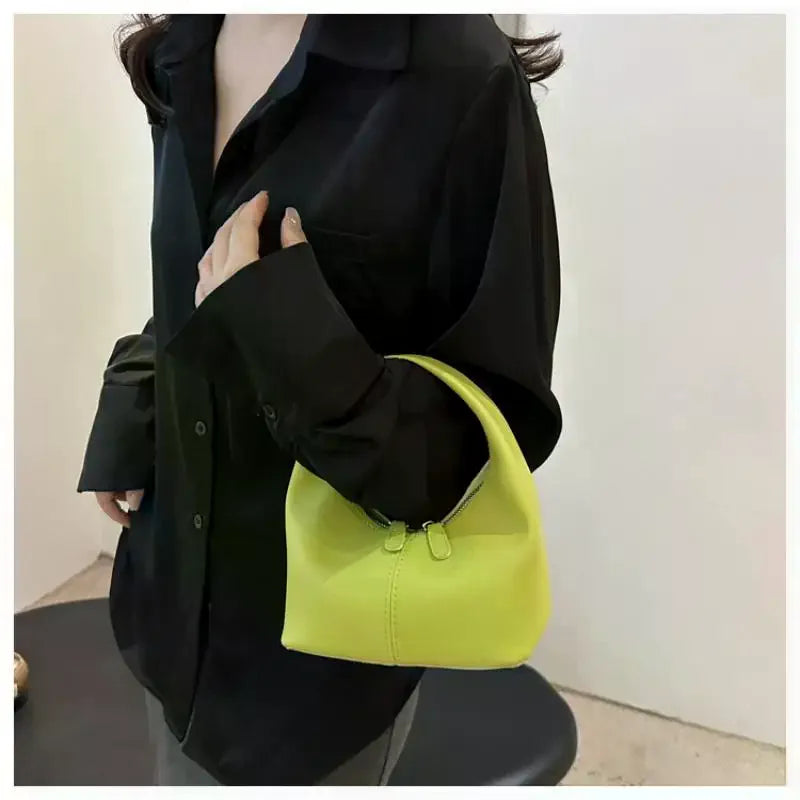 Mini PU Leather Hobo Top Handle Bag With Zipper Closure Multiple Color Choices For Daily Use Shopping Weekend Trips Qme