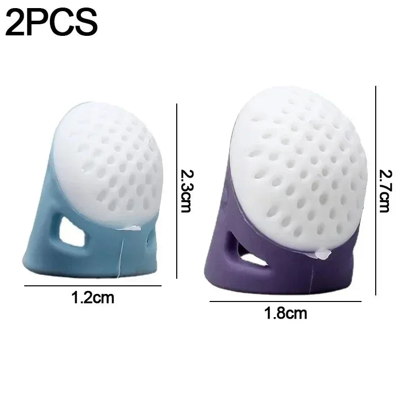 Silicone Anti-slip Sewing Thimbles Sewing Finger Tips Finger Cover Hollowed Protector Sleeve DIY Hand Cross-stitch Sewing Tools Qme 2PCS-Mixed