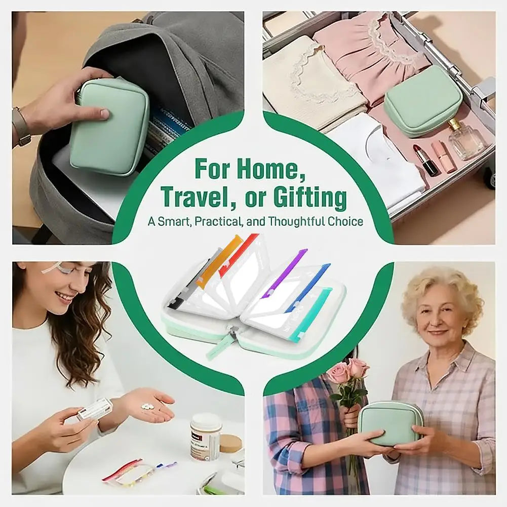 Waterproof Pill Pouches Organizer Binder Case Color-coded Reusable Qme