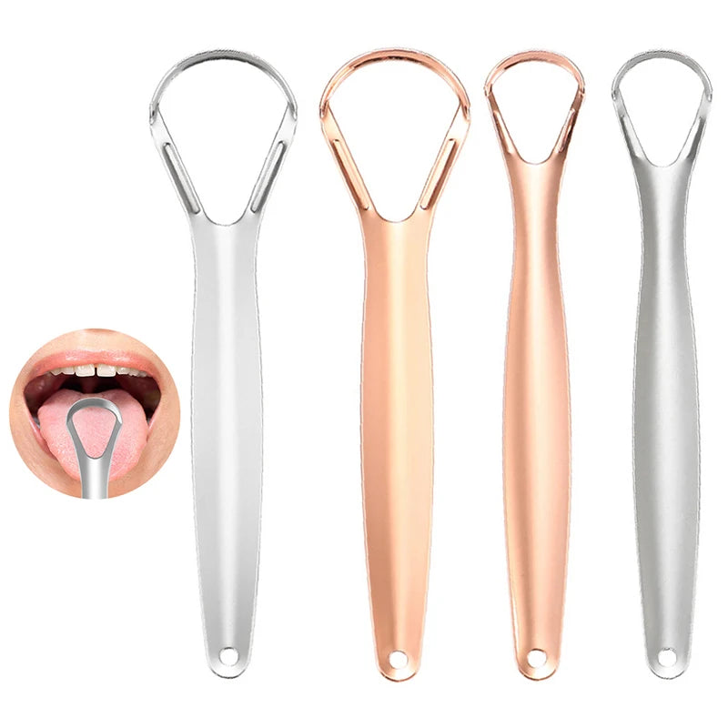 Stainless Steel Tongue Scraper Cleaner Fresh Breath Cleaning Coated Qme