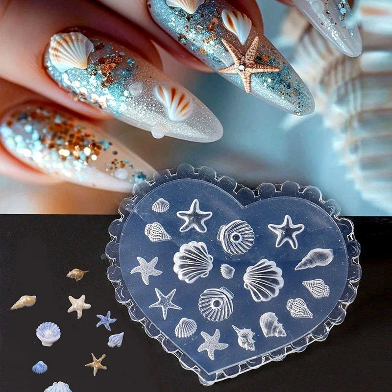 Ocean Series Animal Silicone Mold Sea Shell Conch Nail Stamplates Qme
