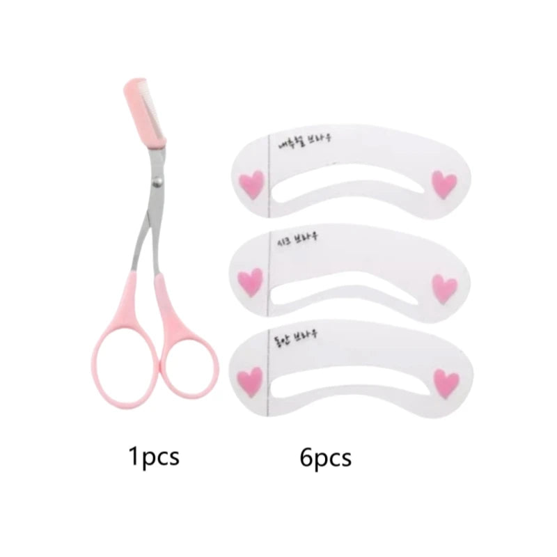 Eye Brow Razor Eye Brow Trimmer Eyebrow Clipper Comb 6 Pcs Eyebrow Design Template Reusable Eyebrows Stencils Make-Up Templates Qme 1 set China Mainland