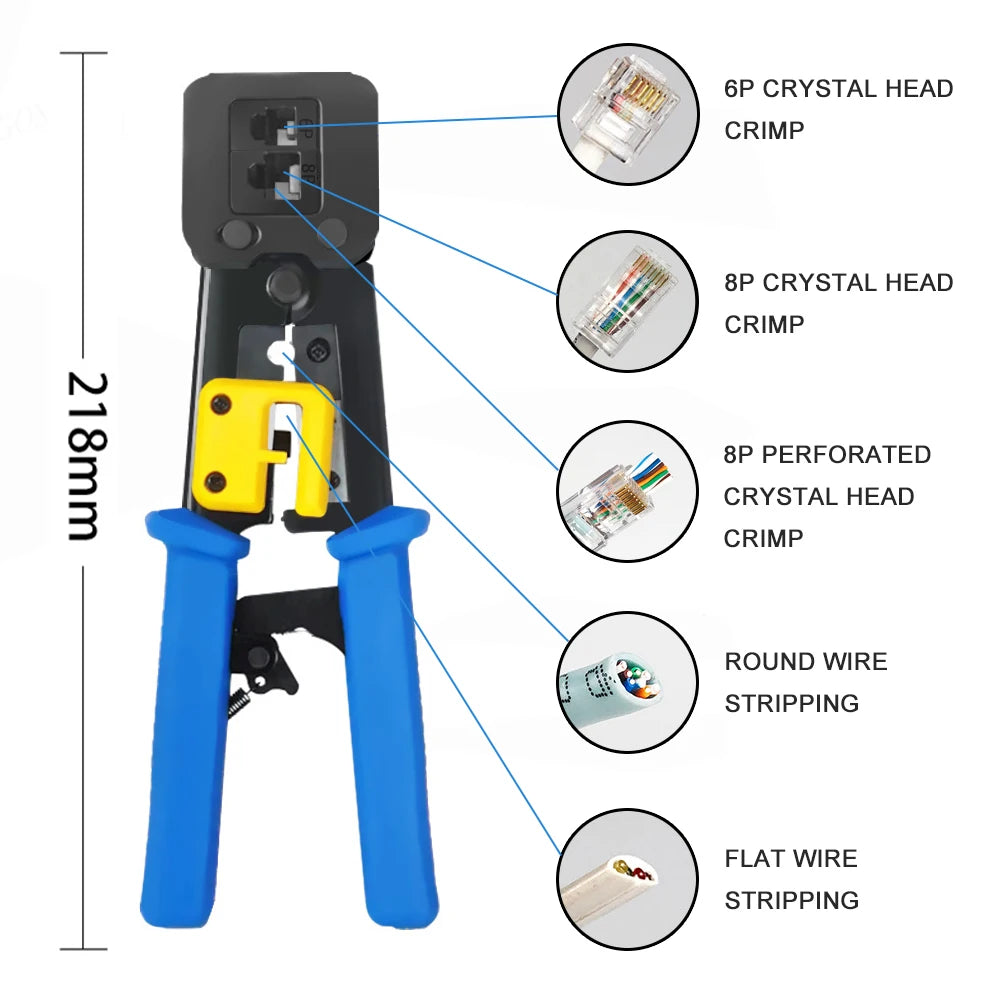 Network Cable Clamp Pliers Stripping Crimping Professional Tester Qme