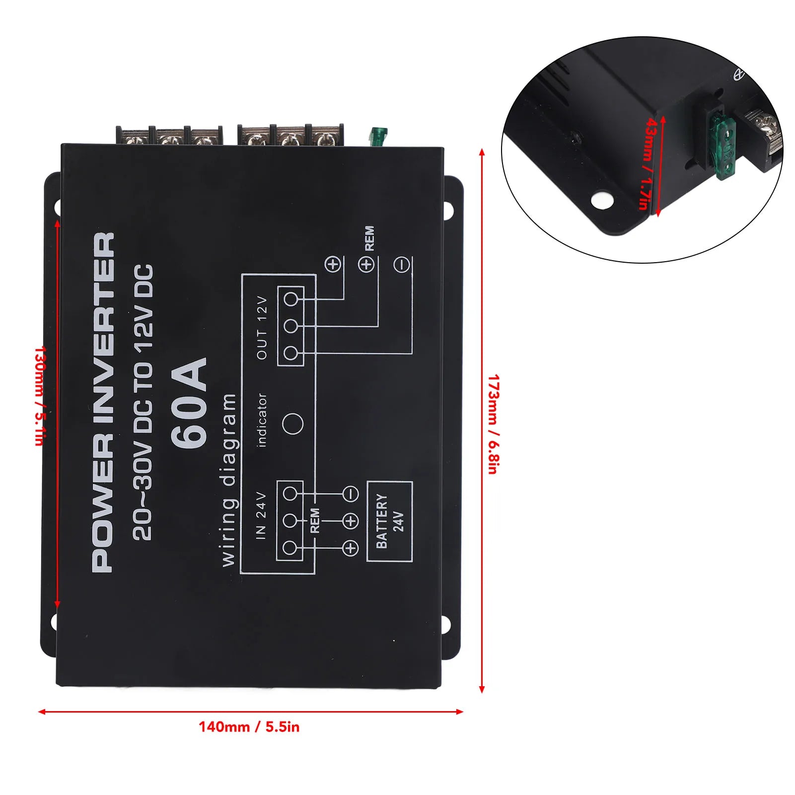 Voltage Reducer Regulator Fast Head Dissipation 24V To 12V Step Down Converter with Temperature Control for RVS SUVs Buses Qme