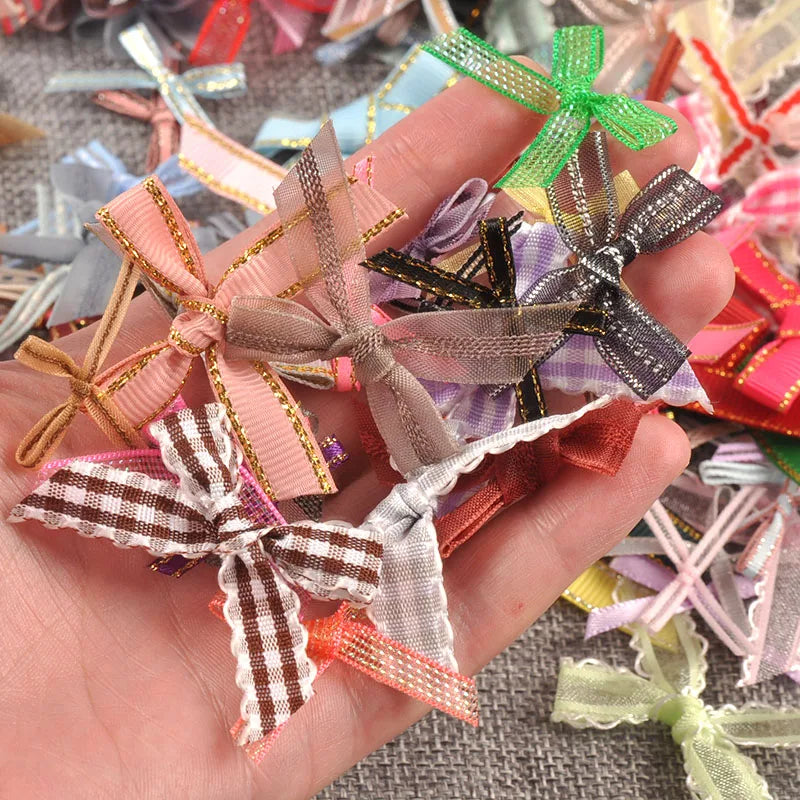 30pcs 2.4-4.5cm bowknot Shape Christmas Style Appliques For DIY Clothing Hat Home Decorative Accessories Holiday Supplies Qme