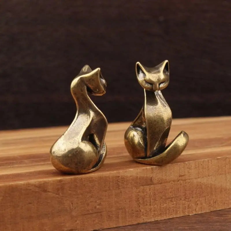 Brass Cat Figurine, Vintage Brass Sculpture, Desktop Craft, Small Ornament, Home/office Cat Statue, Home Decoration Qme