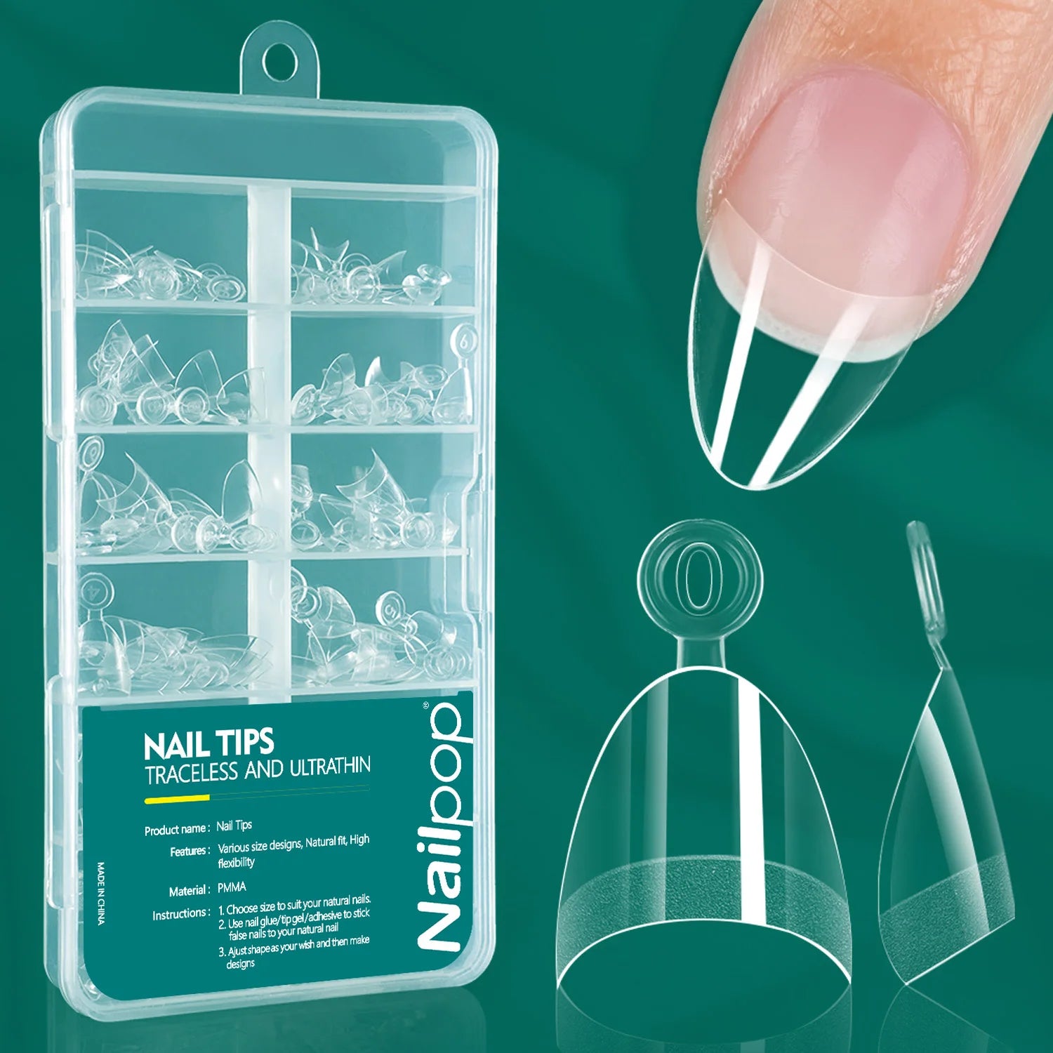 Nailpop Soft Gel Tips Nails Acrylic Material Half Almond Artificial Qme