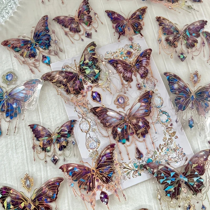 20pcs Colorful Butterflies Journal Planner PET Sticker Pack Diy Handbook Decoration Diary Sticker Scrapbook Aesthetic Stationery Qme D