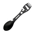Multifunctional Outdoor Spoon Fork Tool 10 in 1 Survival Kit with Wrench Saw Edge Practical Fork Knife Spoon Bottle/Can Opener Qme 1pc