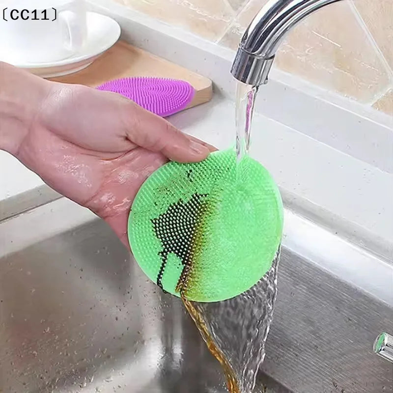 Silicone Cleaning Brushes Soft Scouring Pad Washing Sponge Dish Bowl Qme