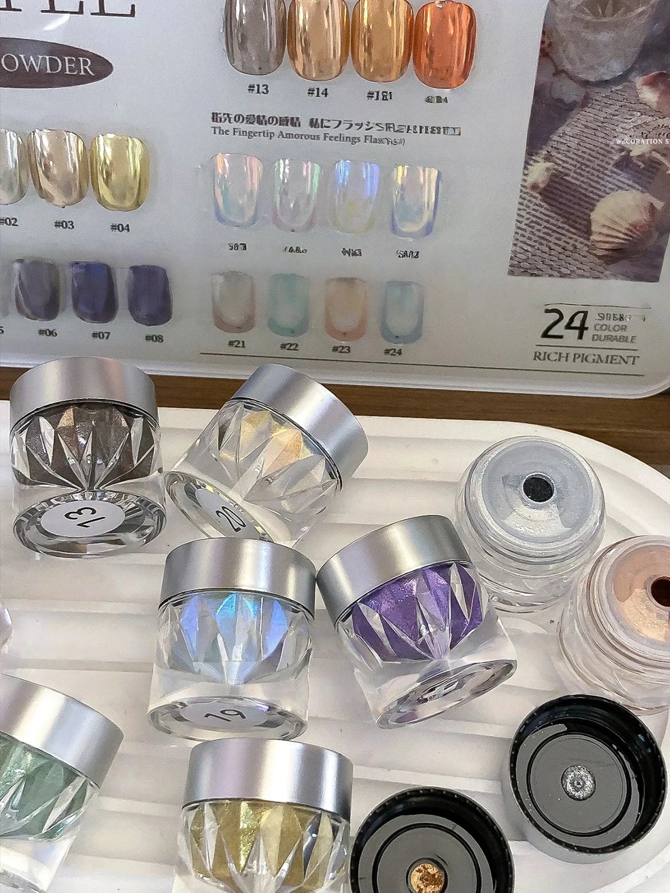 1 High-end Mirror Magic Powder Storage Box Colorful Bright Nail Art Qme