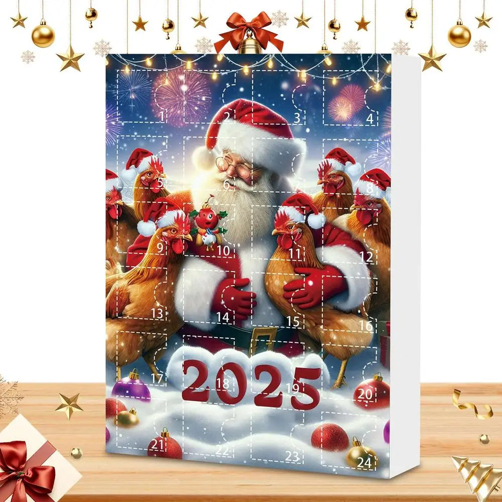 Advent Ornaments 24-Day Chicken Countdown Calendar 2025 2D Acrylic Qme A CN 24pcs
