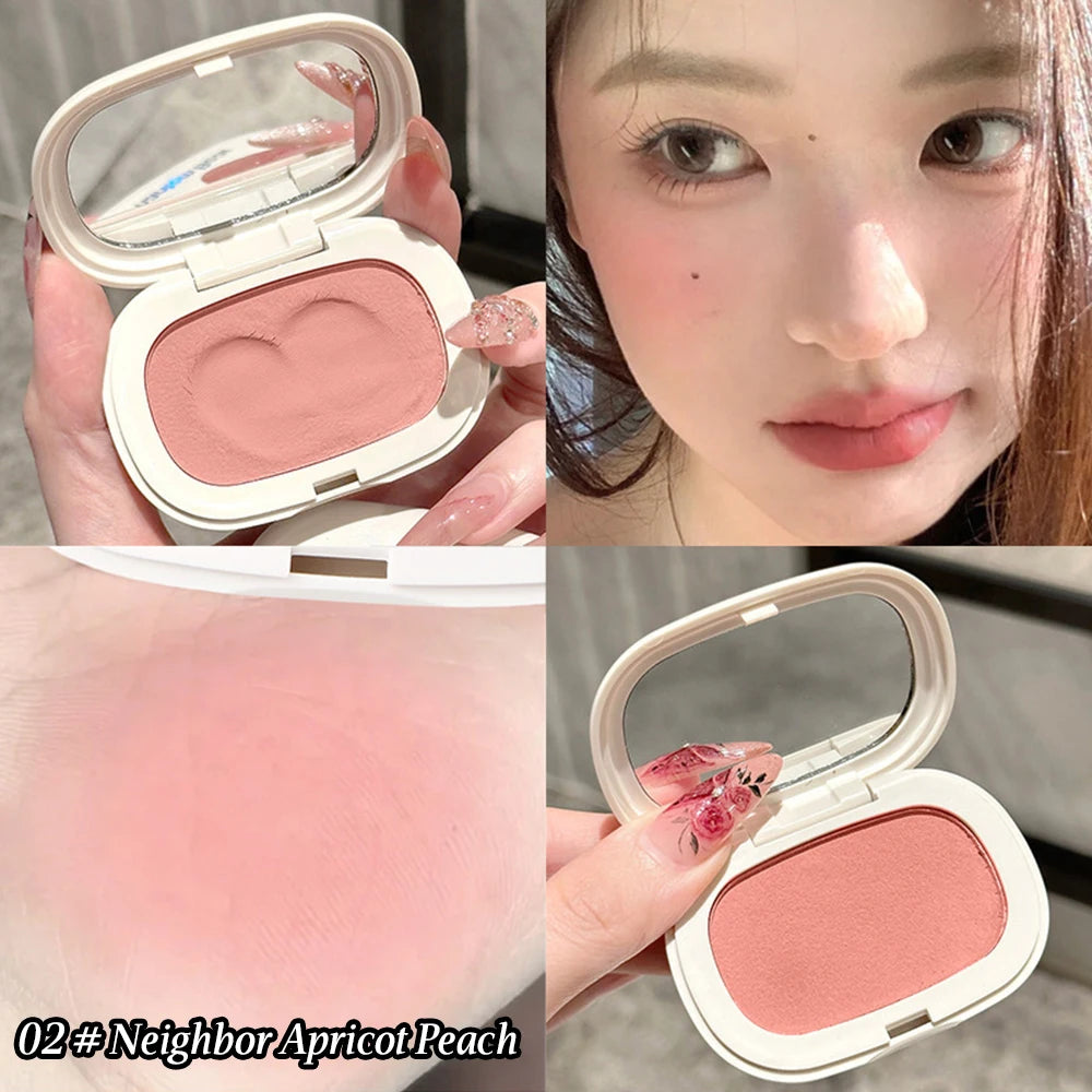 Single Color Blush Silky Texture High Color Rendering No Powder Feeling Low Saturation Long-lasting Natural Matte Blush Cream Qme 02