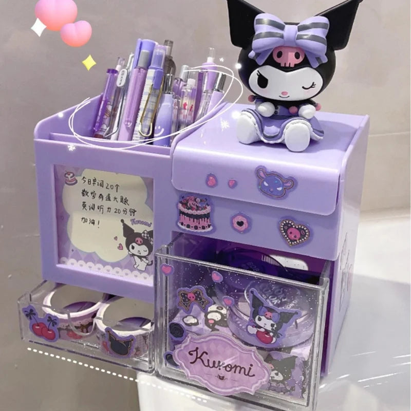 Hello Kitty Kuromi Multifunctional Stationery Pencil Holder Simple and Cute Storage Box for Students' Desks Qme