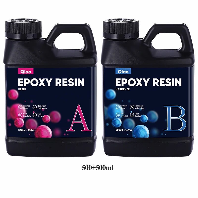 1:1 Crystal Clear Epoxy Resin Kit – Fast Cure, Heat Resistant for Art, Jewelry, Wood Table Tops & DIY Coating Projects Qme 500ml 500ml