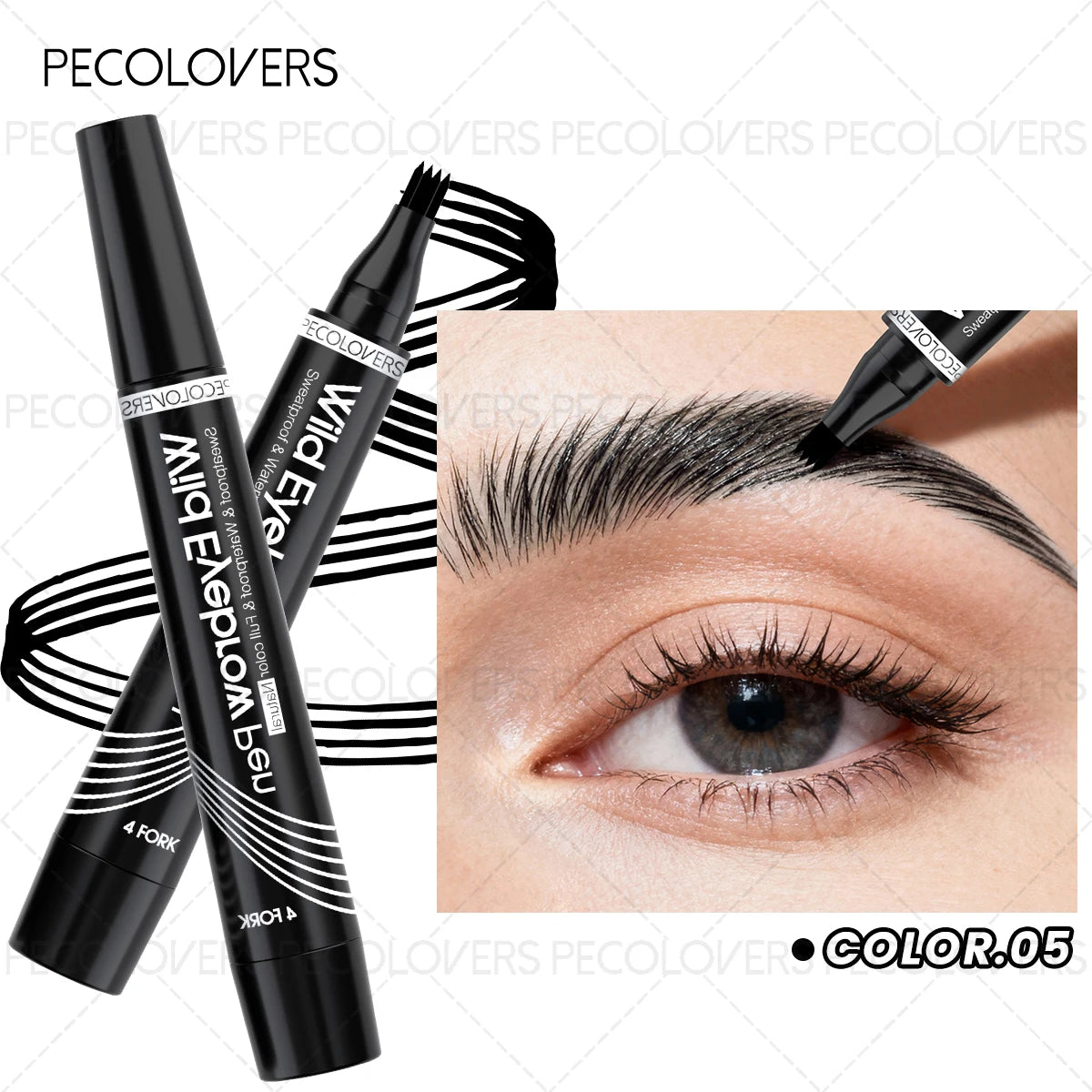 Multi-color Four-pronged Eyebrow Pencil, Liquid Eyebrow Pencil, Defined Eyebrows, Waterproof and Sweatproof, Eyebrow Cosmetics Qme 05