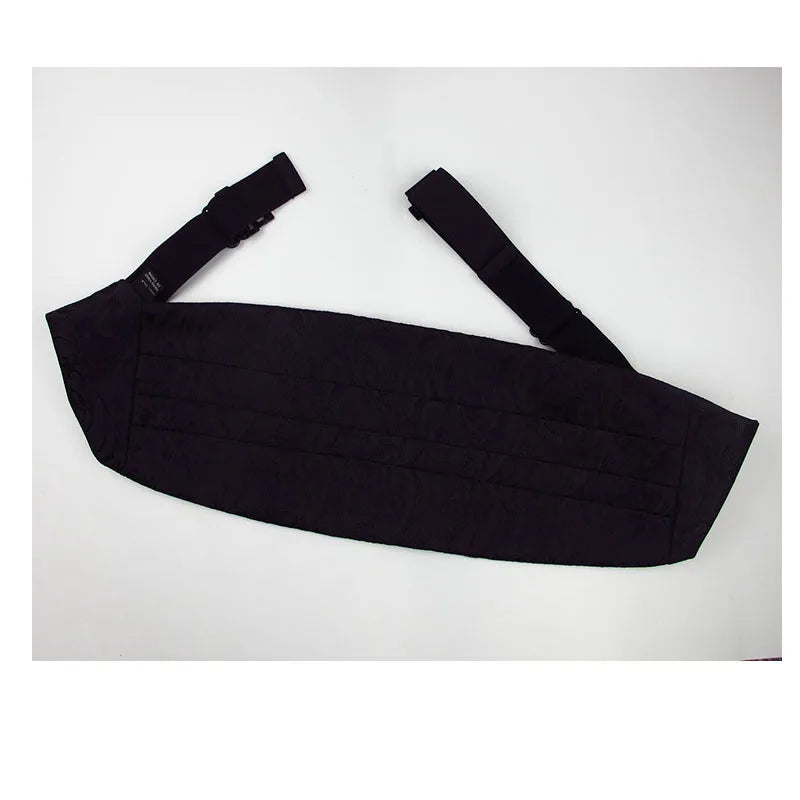 Silk Men's Classic Cummerbund Black Twill Satin Buckle Elastic Qme