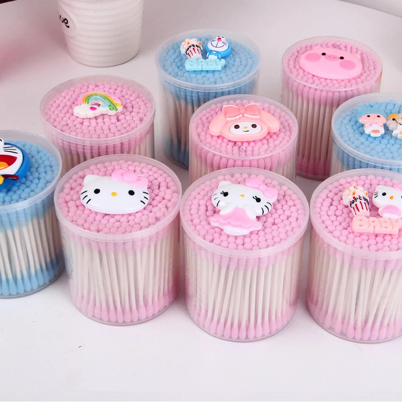 Hello Kitty Double-ended Spiral Cotton Swabs Makeup Remover Pads Ear Qme