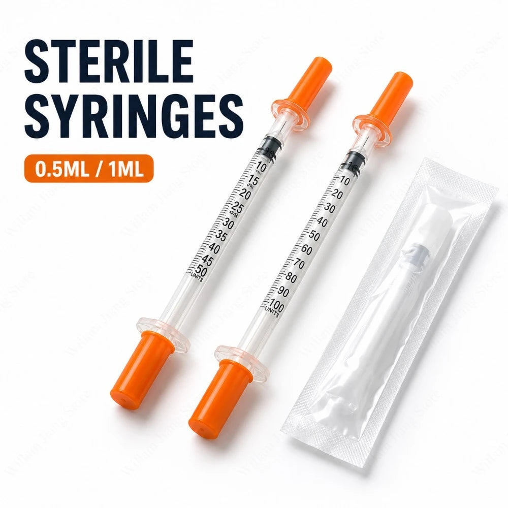 Disposable Plastic Veterinary Syringe 0.5/1ml Sterile Model with Orange Cap Needle for Pet Livestock Feeding and Care Work Qme