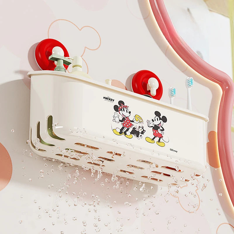 Mickey Dopamine Suction Cup Shelf for Walls—No Drilling Required—Heavy-Duty, Drainable Storage Box for Bathroom Walls Qme