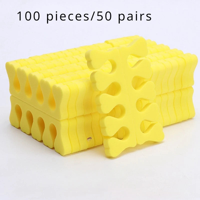100 Nail Art Toe Separators Fingers Foots Sponge Soft UV Gel Polish Qme 100PCS yellow
