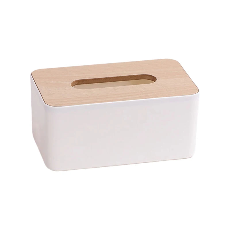 Disposable Luxurious Bamboo Rectangular Tissue Box Cover Waterproof Qme White